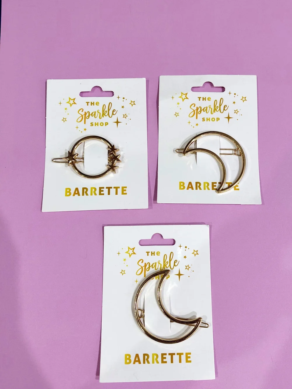 The Sparkle Shop Gold Crescent Moon Hair Barrette - Set of 3